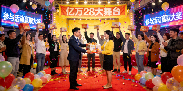 亿万28大舞台火热活动进行中现场图片 - 显示用户参与活动赢取奖品的欢乐场景